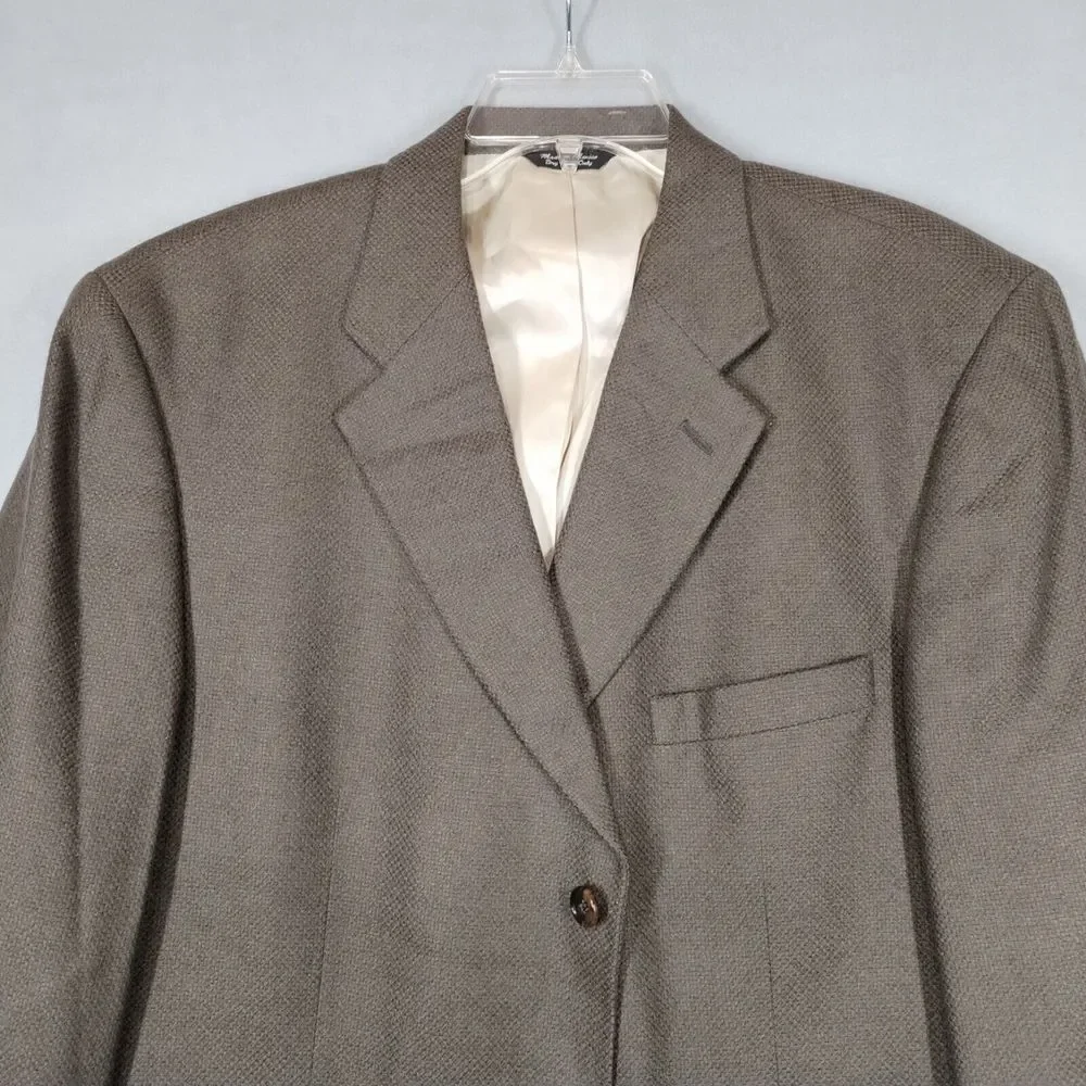 Joseph & Lyman Mens 44L Jacket Brown Cashmere Sport‎ Coat Three-Button Front
